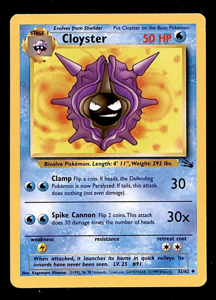 Cloyster Fossil EX 32/62 Pokemon Card