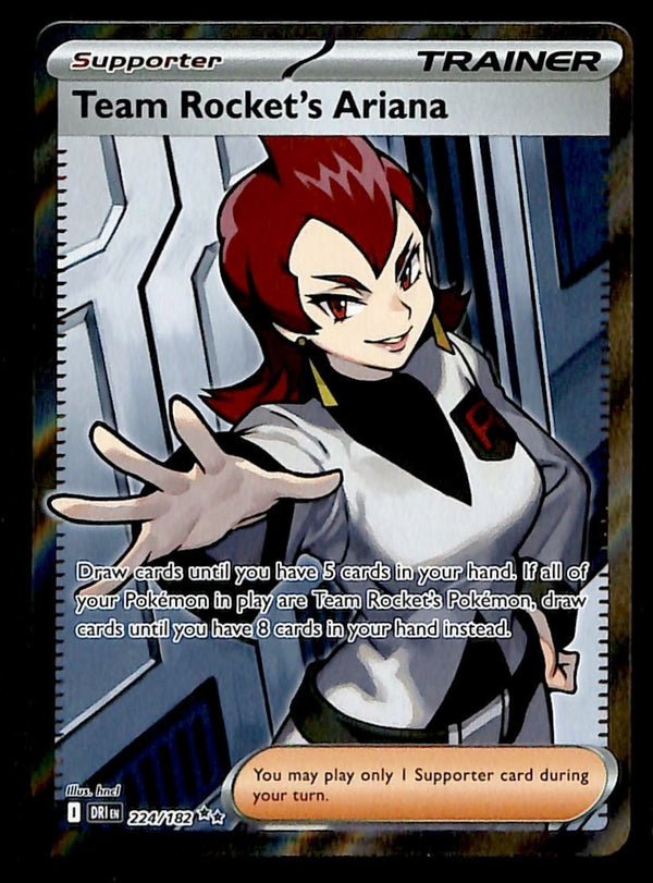 Team Rockets Ariana Full Art Trainer Destined Rivals 224/182, NM PokemonCard