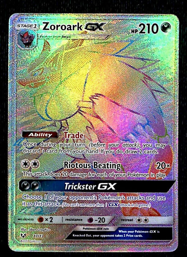 Zoroark GX Rainbow Rare Shining Legends 77/73, NM Pokemon Card