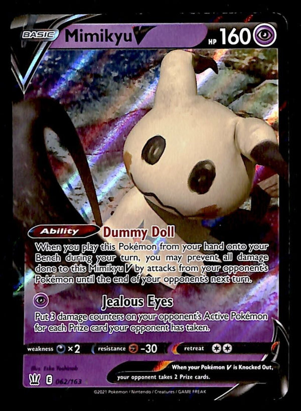 Mimikyu V Ultra Rare Battle Styles 062/163, NM Pokemon Card Mimikyu V Ultra Rare Battle Styles 062/163, NM Pokemon Card
