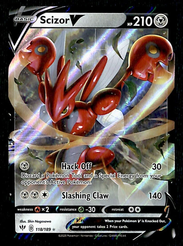 Scizor V Ultra Rare Darkness Ablaze 118/189, NM Pokemon Card