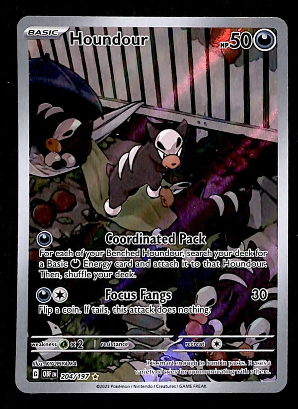 Houndour Special illistration Rare Obsidian Flames 204/197, NM Pokemon Card