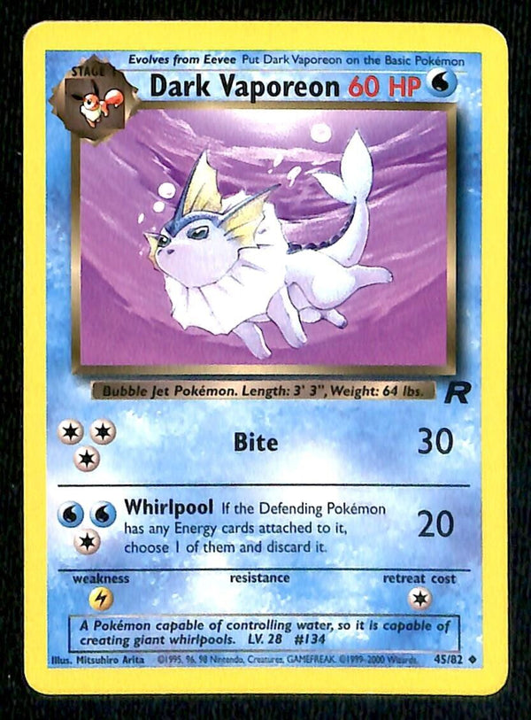 Dark Vaporeon Team Rocket EX, 45/82 Pokemon Card. Dark Vaporeon Team Rocket EX, 45/82 Pokemon Card.