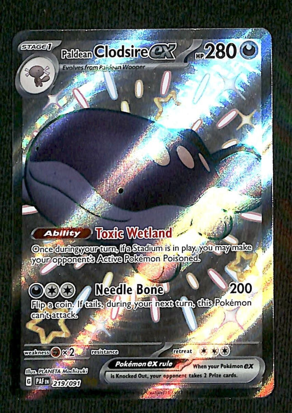Shiny Clodsire ex Full Art Paldean Fates 219/091, NM Pokemon Card Shiny Clodsire ex Full Art Paldean Fates 219/091, NM Pokemon Card