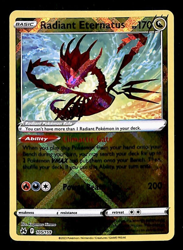 Radiant Eternatus Ultra Rare Crown Zenith 105/159, NM Pokemon Card Radiant Eternatus Ultra Rare Crown Zenith 105/159, NM Pokemon Card