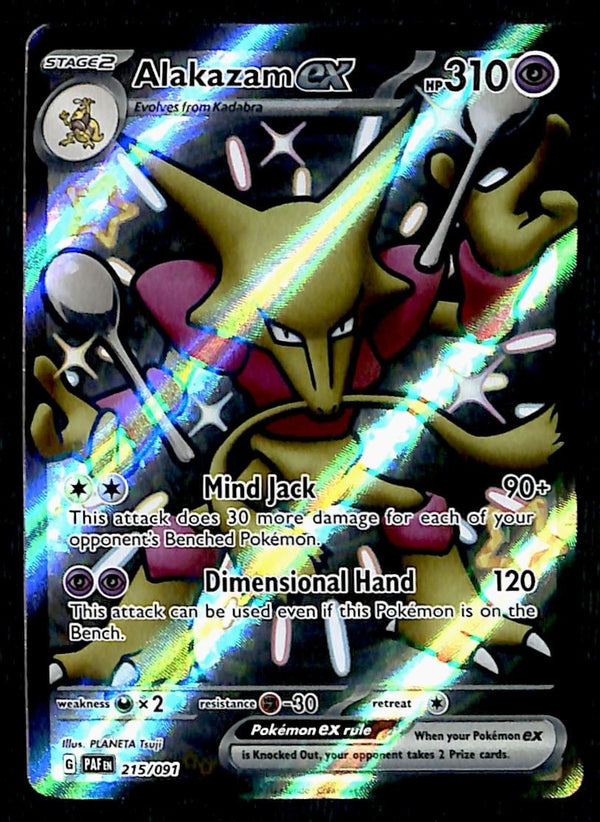 Shiny Alakazam ex Full Art Paldean Fates 215/091, NM Pokemon Card