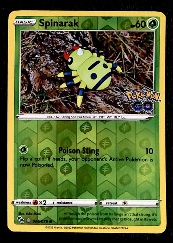 Spinkarak Ditto Stamp Reverse Pokemon GO 006/078, NM Pokemon Card