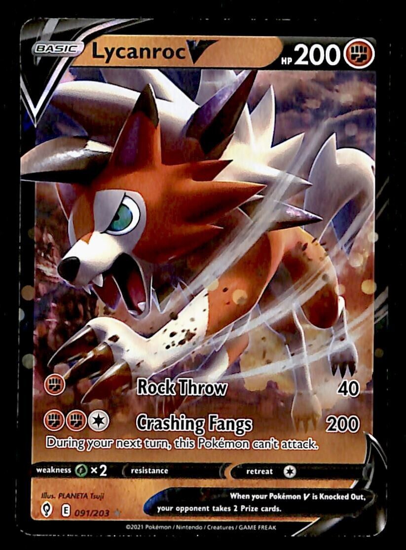 Lycanroc V Ultra Rare Evolving Skies 091/203, NM Pokemon Card