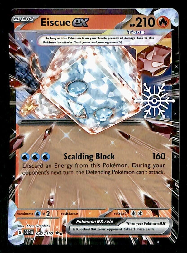 Eiscue ex Snowflake Stamp Obsidian Flames 042/197, NM Pokemon Card