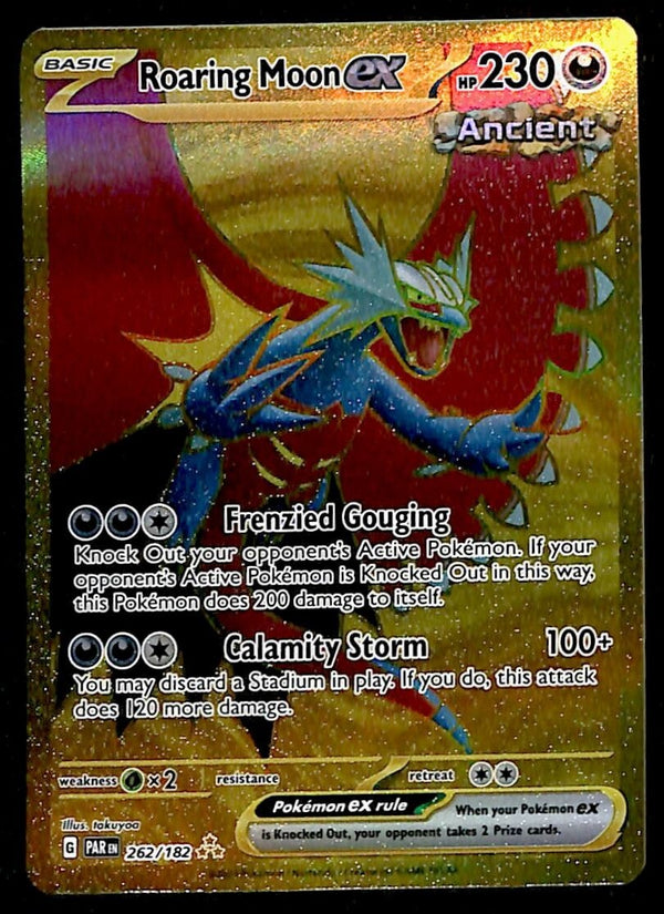 Roaring Moon EX Gold Card Paradox Rift 262/182, NM Pokemon Card