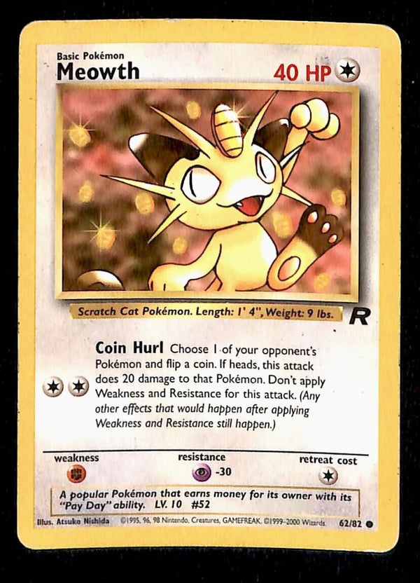 Meowth Team Rocket VG, 62/82 Pokemon Card