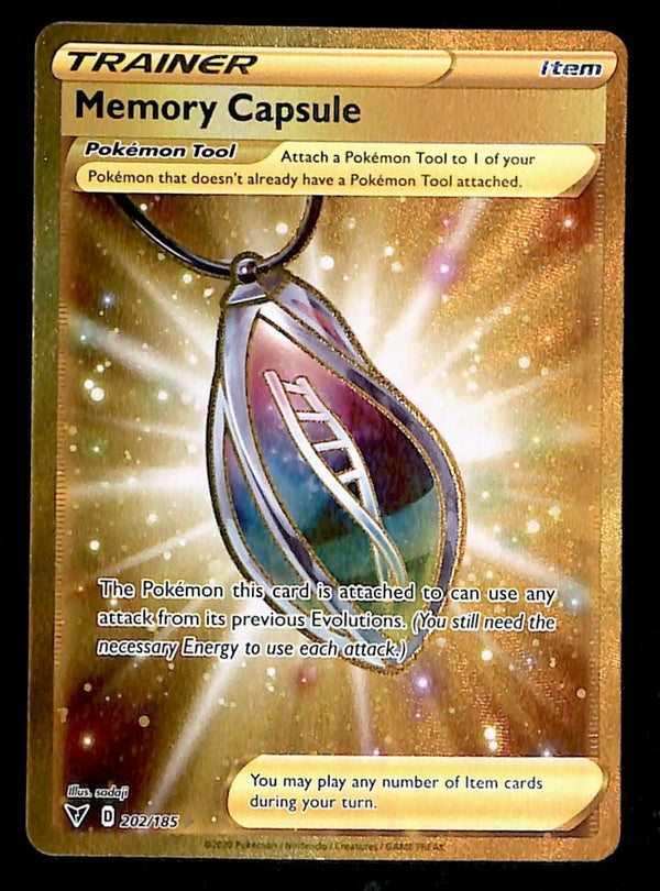 Memory Capsule Full Art Gold Rare Vivid Voltage 202/185, NM Pokemon Ca Memory Capsule Full Art Gold Rare Vivid Voltage 202/185, NM Pokemon Ca