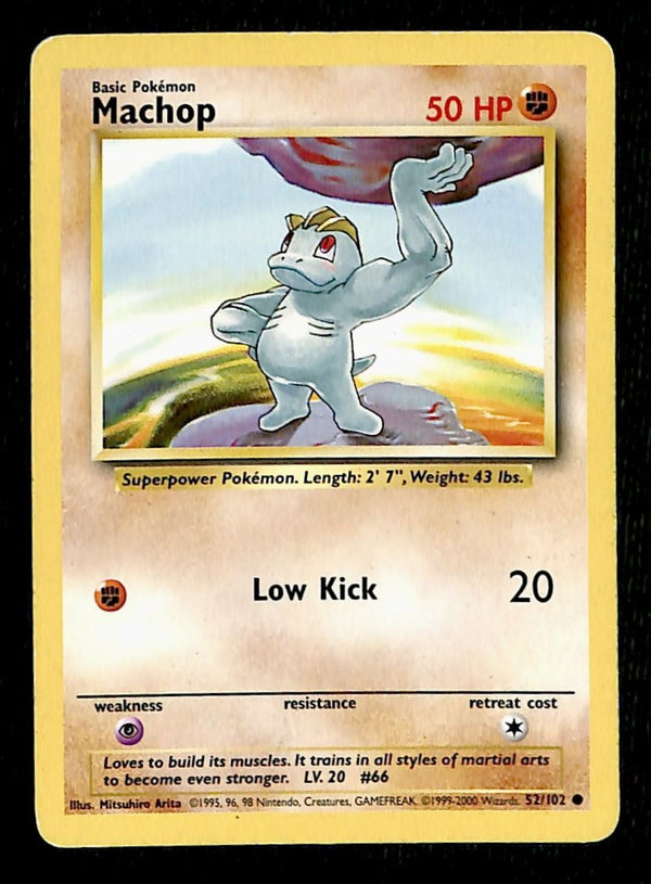 Machop Base Set 1999-2000 4th Print VG, 52/102 Pokemon Card.