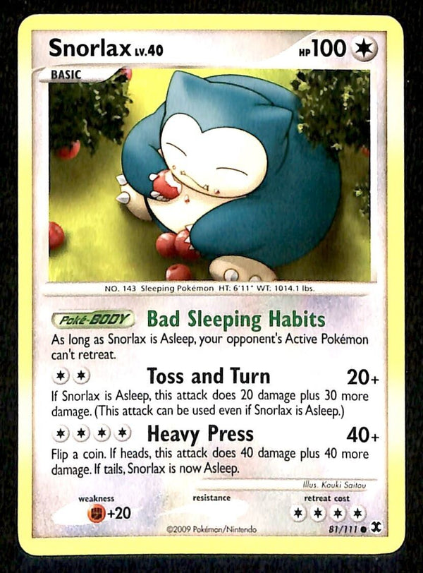 Snorlax Rising Rivals NM, 81/111 Pokemon Card