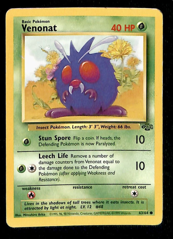 Venonat Jungle LP, 63/64 Pokemon Card