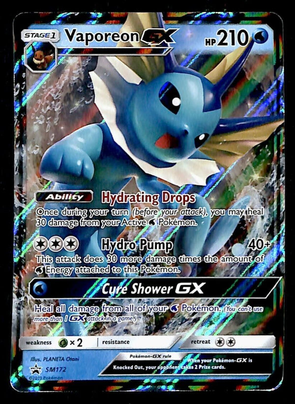 Vaporeon GX Black Star Promo SM172, VG Pokemon Card