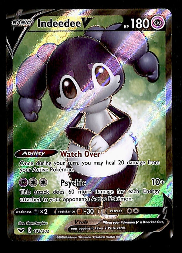 Indeedee V Full Art Sword & Shield 192/202, NM Pokemon Card