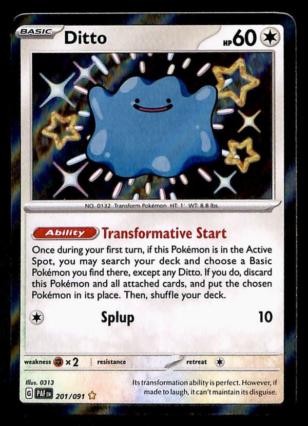 Ditto Shiny Secret Rare Paldean Fates 201/091, NM Pokemon Card
