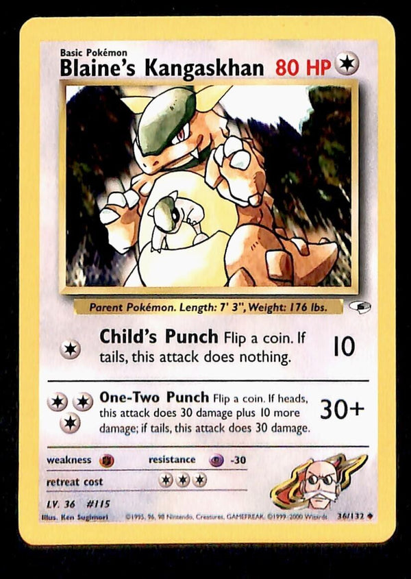 Blaine's Kangaskhab Gym Heroes nm,  36/132 Pokemon Card.