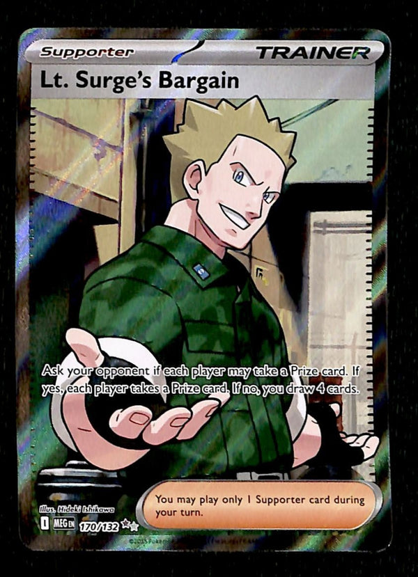 Lt. Surge's Bargain Full Art Mega Evolution MEG 170/132, NM Pokemon Card