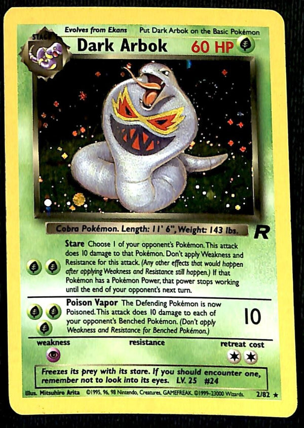 Dark Arbok Holo Team Rocket EX, 2/82 Pokemon Card.