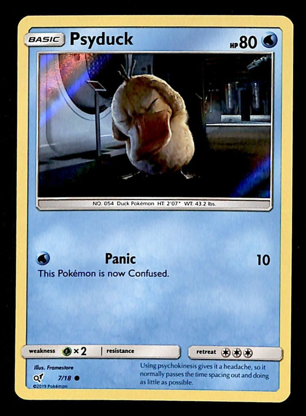 Psyduck Holo Detective Pikachu NM, 7/18 Pokemon Card.