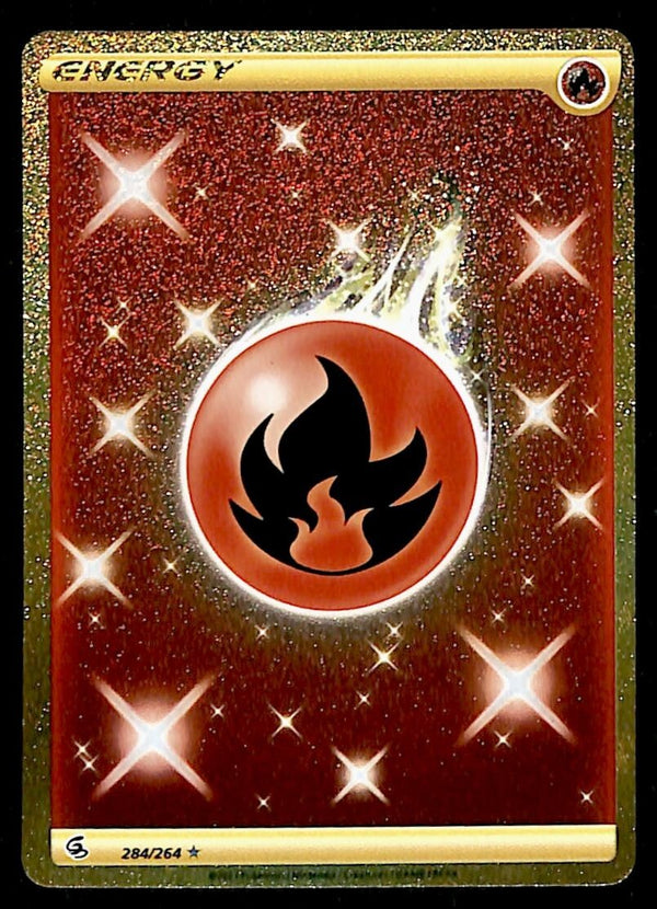 Fire Energy Secret RarGold Card Fusion Strikes 284/264, NM Pokemon Card