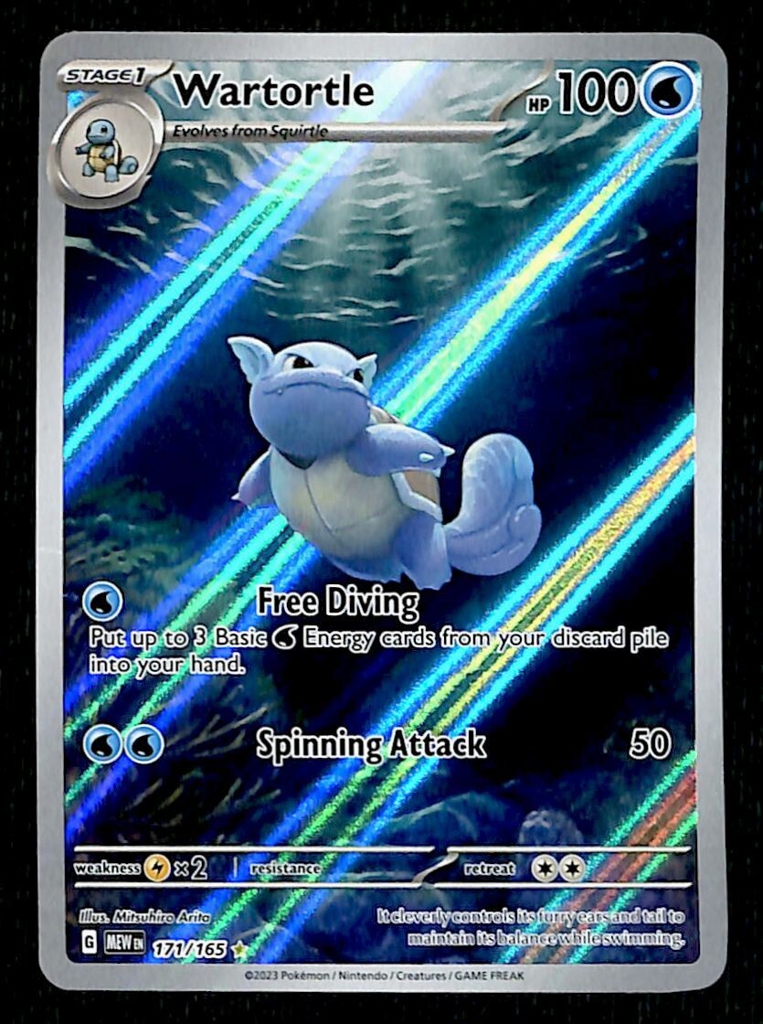 Wartortle ex Illustration Rare Scarlet & Violet 151 171/165, NM Pokemo