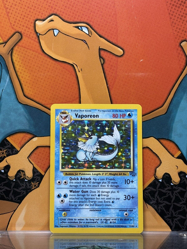 Vaporeon Holo Jungle EX, 12/64 Pokemon Card.