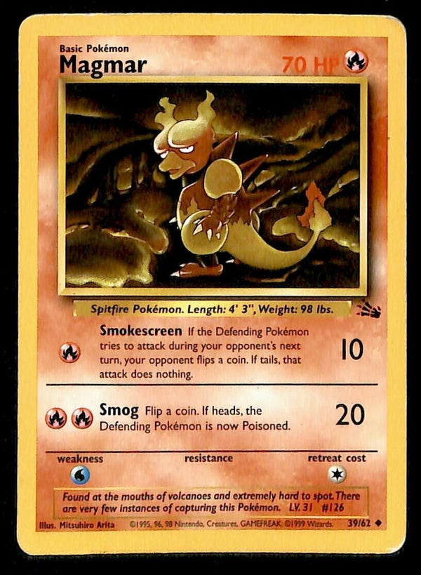 Magmar Fossil VG 39/62 Pokemon Card Magmar Fossil VG 39/62 Pokemon Card