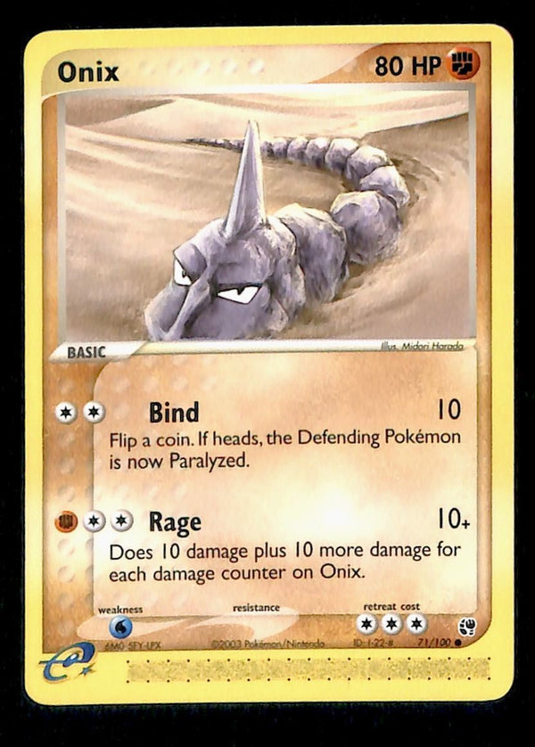 Onix Common Sandstorm NM, 71/100 Pokemon Card