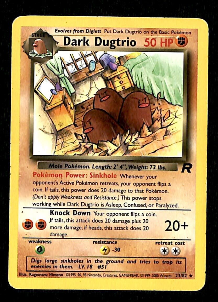 Dark Dugtrio Team Rocket VG, 23/82 Pokemon Card.