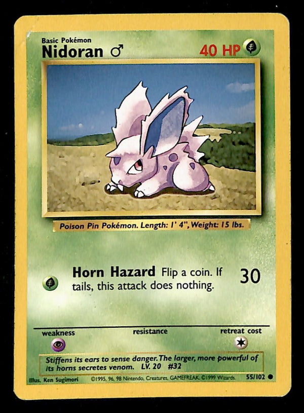 Nidoran Base Set 1999 Unlimited Print VG, 55/102 Pokemon Card.