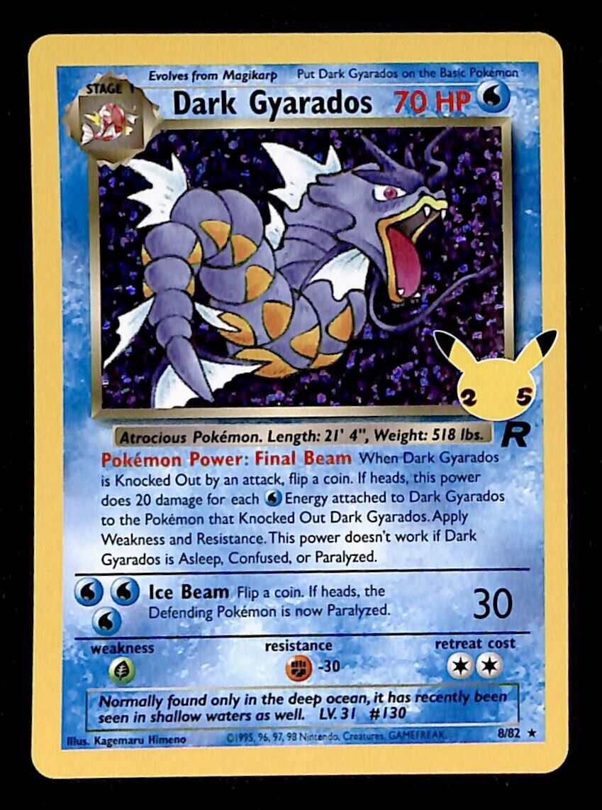 Dark Gyarados Celebrations 25th Anniversary 8/82, NM Pokemon Card