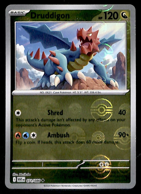 Druddigon Pokeball White Flare 071/086, NM Pokemon Card