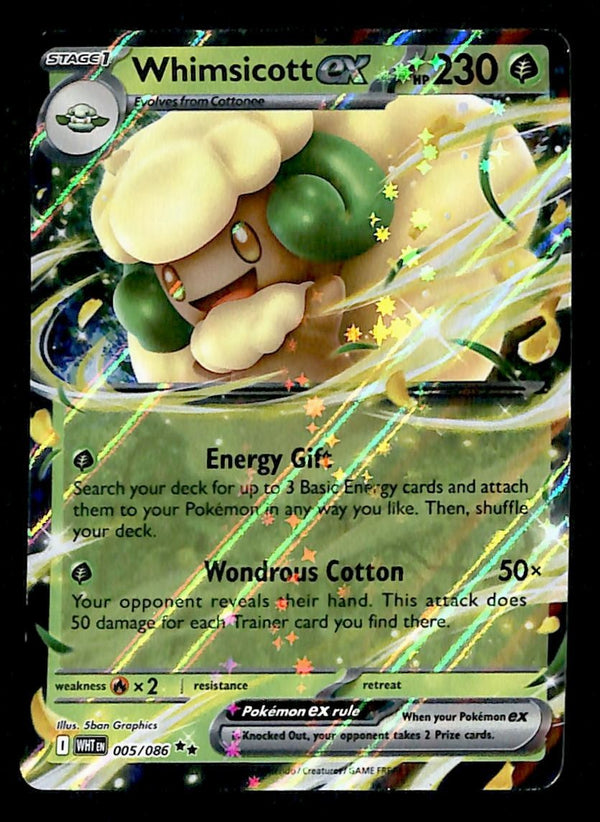 Whimsicott ex White Flare 005/086, NM Pokemon Card