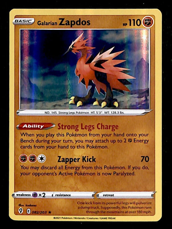 Galarian Zapdos Holo Evolving Skies 082/203, NM Pokemon Card