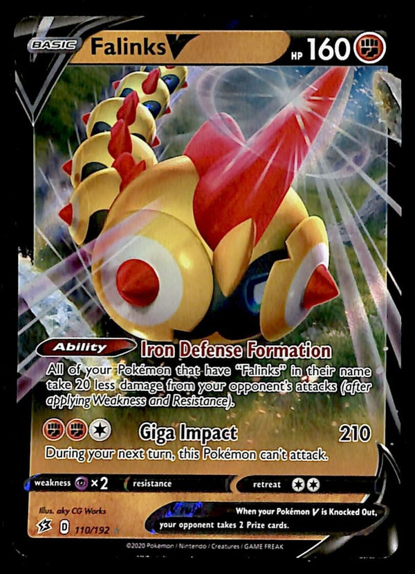 Falinks V Ultra Rare Rebel Clash 110/192, NM Pokemon Card