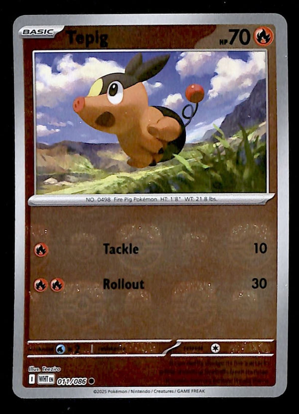 Tepig Masterball Reverse Holo White Flare 011/086, NM Pokemon Card