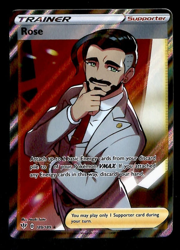 Rose Full Art Trainer Darkness Ablaze 189/189, NM Pokemon Card