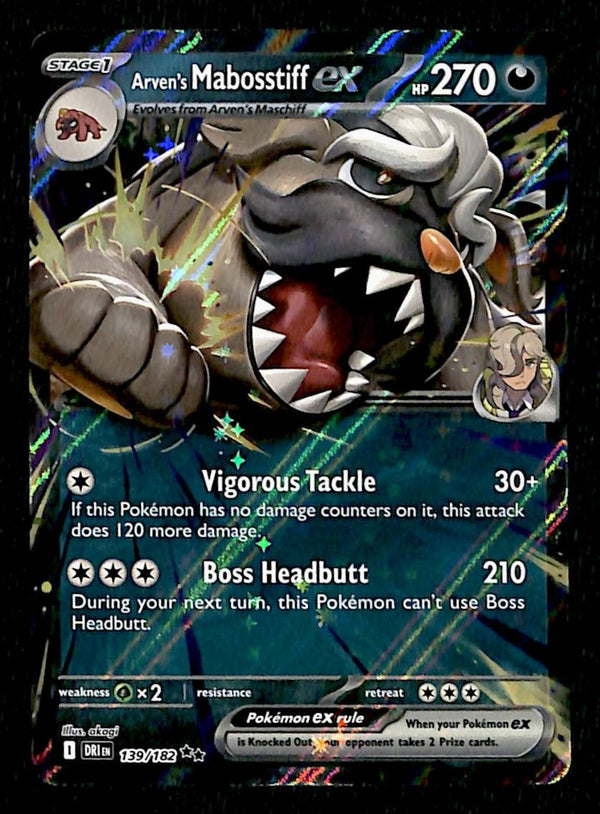 Arvens Mabosstiff ex Ultra Rare Destined Rivals NM, 139/182 Pokemon Card
