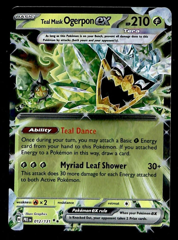 Teal Mask Ogerpon ex Ultra Rare Prismatic Evoloutions 012/131, NM Poke Teal Mask Ogerpon ex Ultra Rare Prismatic Evoloutions 012/131, NM Poke