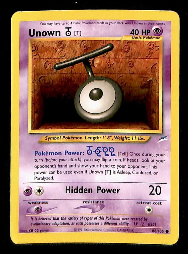 Unown [T] Neo Destiny EX,  88/105 Pokemon Card