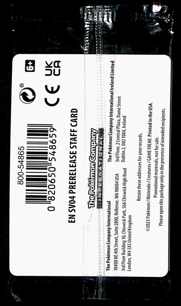 SV04 Pre-release Staff Card Set Of 4 Sealed SVP 057,058,059,060 NM PokemonCard