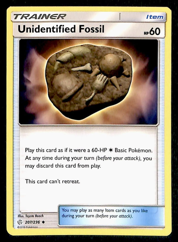 Unidentified Fossil Trainer Common Unified Minds 207/236, NM Pokemon Card