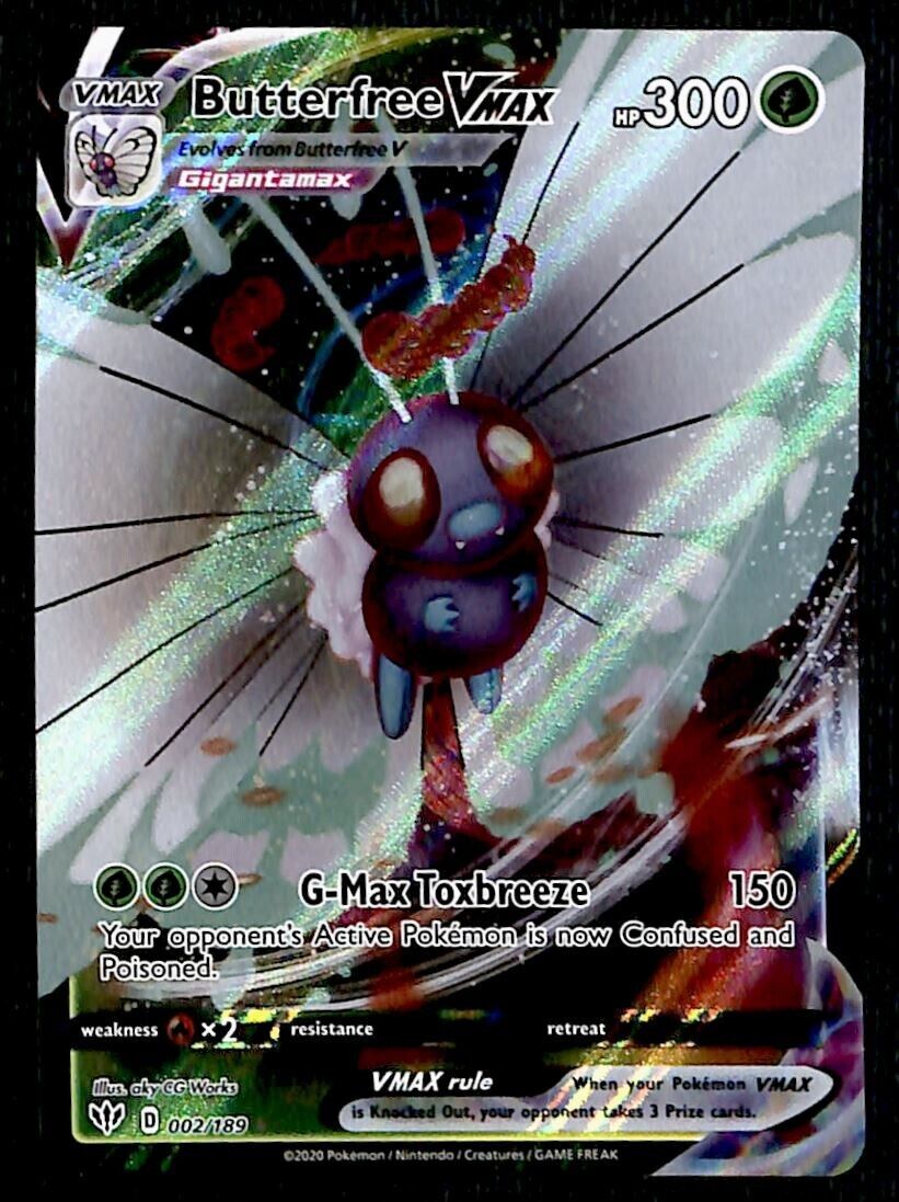 Butterfree Vmax Full Art Darkness Ablaze 002/189, NM Pokemon Card