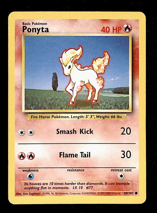 Ponyta Base Set Base Set 1999-2000 4th Print LP 60/102 Pokemon Card