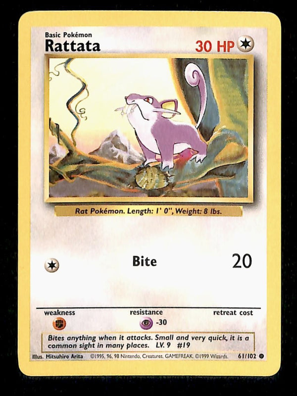 Rattata Base Set 1999 Unlimited Print NM, 61/102 Pokemon Card.