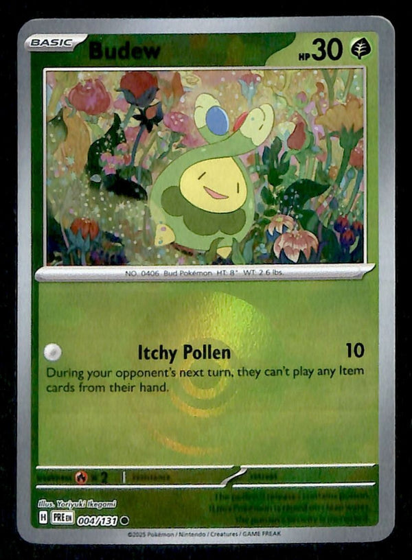 Budew Pokeball Ball Reverse Prismatic Evoloutions 004/131, NM Pokemon Card
