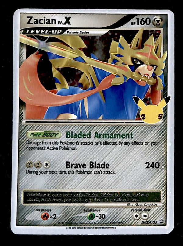 Zacian Lv X Celebrations 25th Anniversary Promo SWSH135, NM Pokemon Card